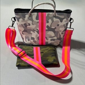HAUTE SHORE Camouflage Crossbody Bag with Pink and Gray